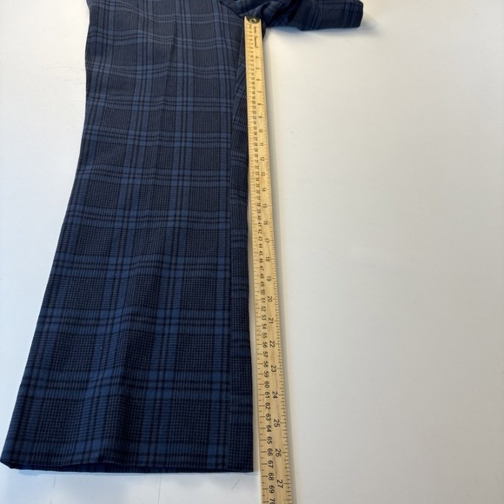 NWT Free Assembly Crop Kick Flare Trouser Women Size 2 Blue Plaid Cotton Stretch - Picture 9 of 15